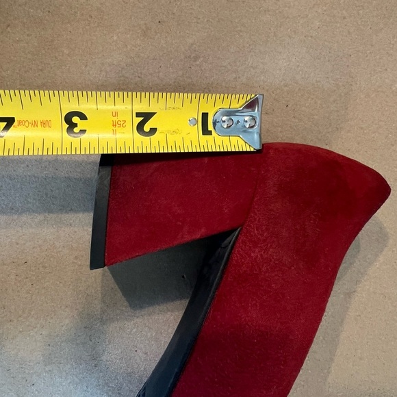 Stuart Weitzman Maroon Suede Leather Square Toe Block Heel Pumps Women’s Size 10 - Picture 8 of 9